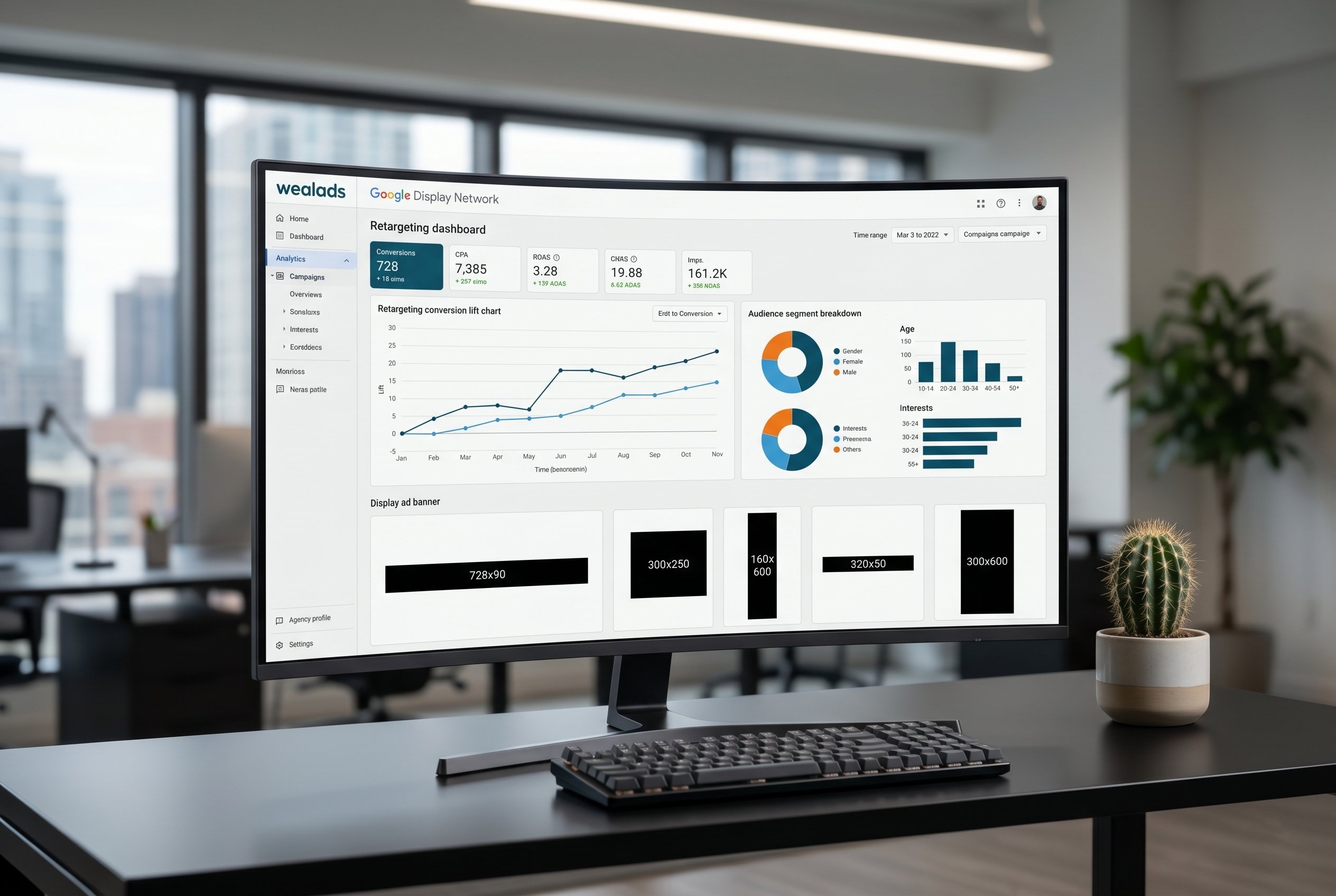 Display advertising campaign analytics dashboard